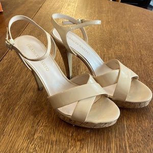 Franco Sarto Amanda Nude Patent Leather & Cork Heels